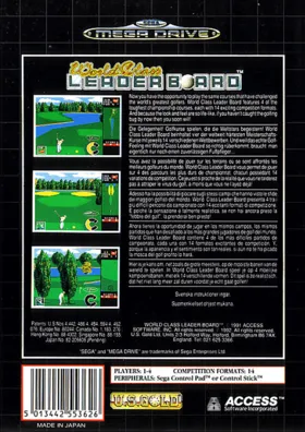 World Class Leaderboard Golf (USA) box cover back